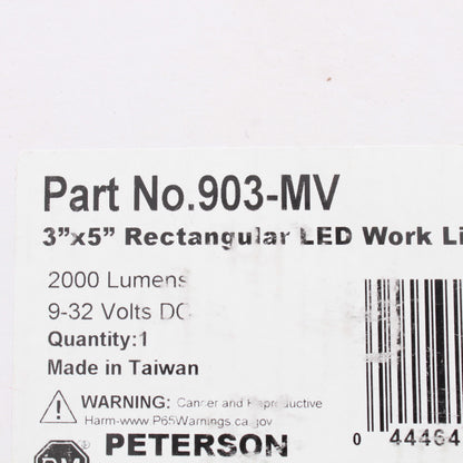 Peterson 903MV LED Rectangular Work Light Polycarbonate Lens Aluminum Body