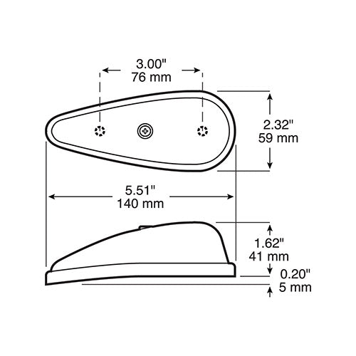 Peterson V118A Amber Incandescent Teardrop Truck Cab Marker 5.5" Surface Mount
