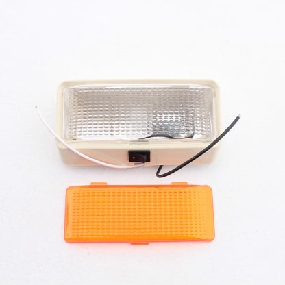 Peterson V385S Clear Colonial White Rectangular RV Porch Utility Light w/ Switch