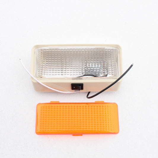 Peterson V385S Clear Colonial White Rectangular RV Porch Utility Light w/ Switch