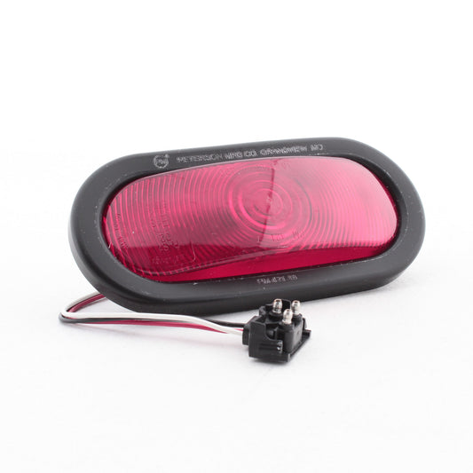 Peterson V421KR Red Oval Stop Turn Tail Light 6.5" x 2.25" w/ Grommet & 90? Plug