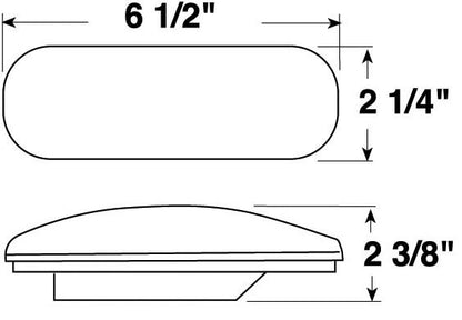 Peterson V421KR Red Oval Stop Turn Tail Light 6.5" x 2.25" w/ Grommet & 90? Plug