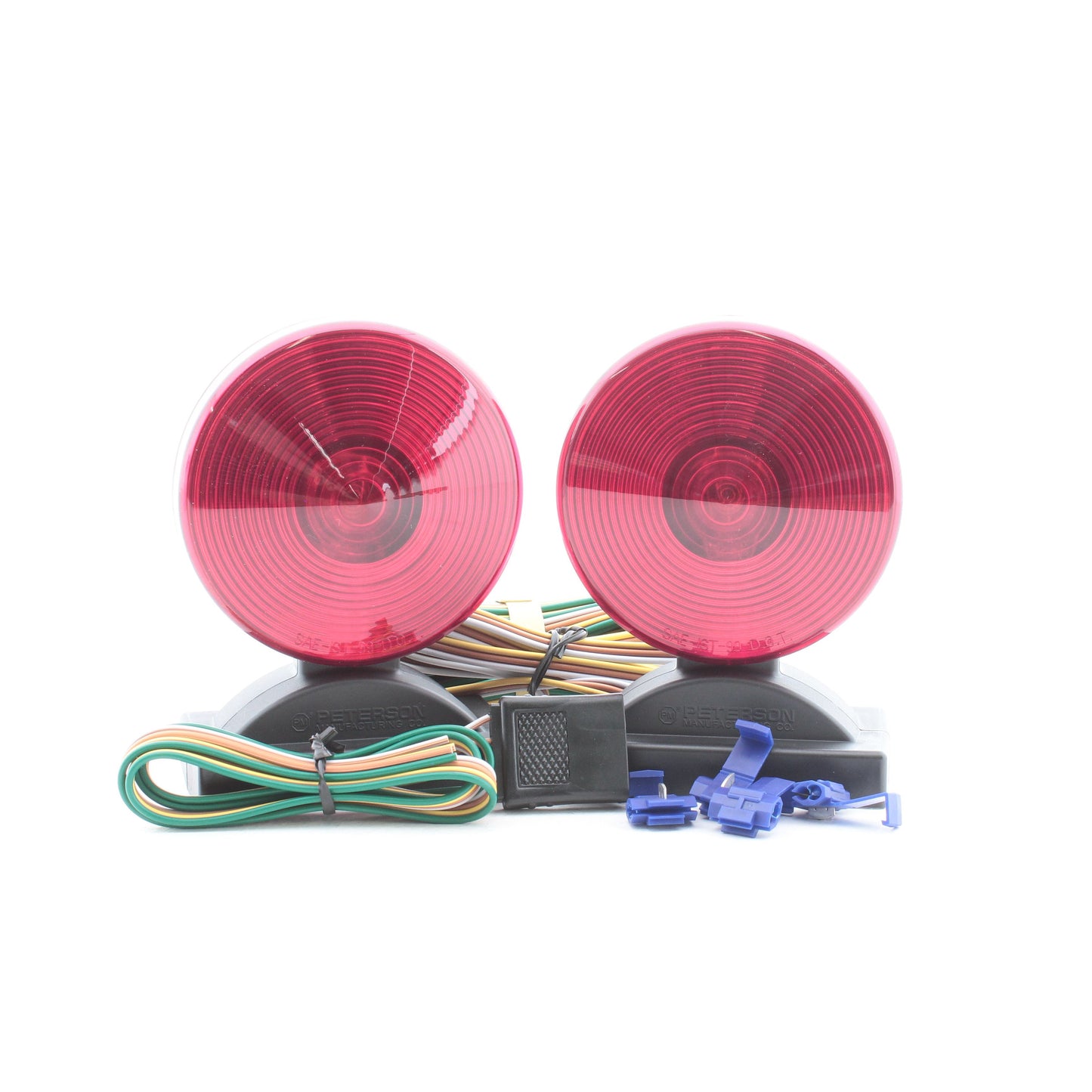 Pair Peterson V555 Red Tow Trailer Light Kit Magnetic Mount w/20" 4-Wire Harness