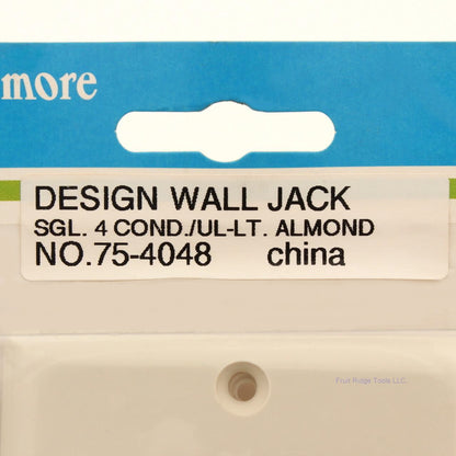 Philmore Design 4-Conductor Wall Phone Jack Light Almond Cover Plate75-4048