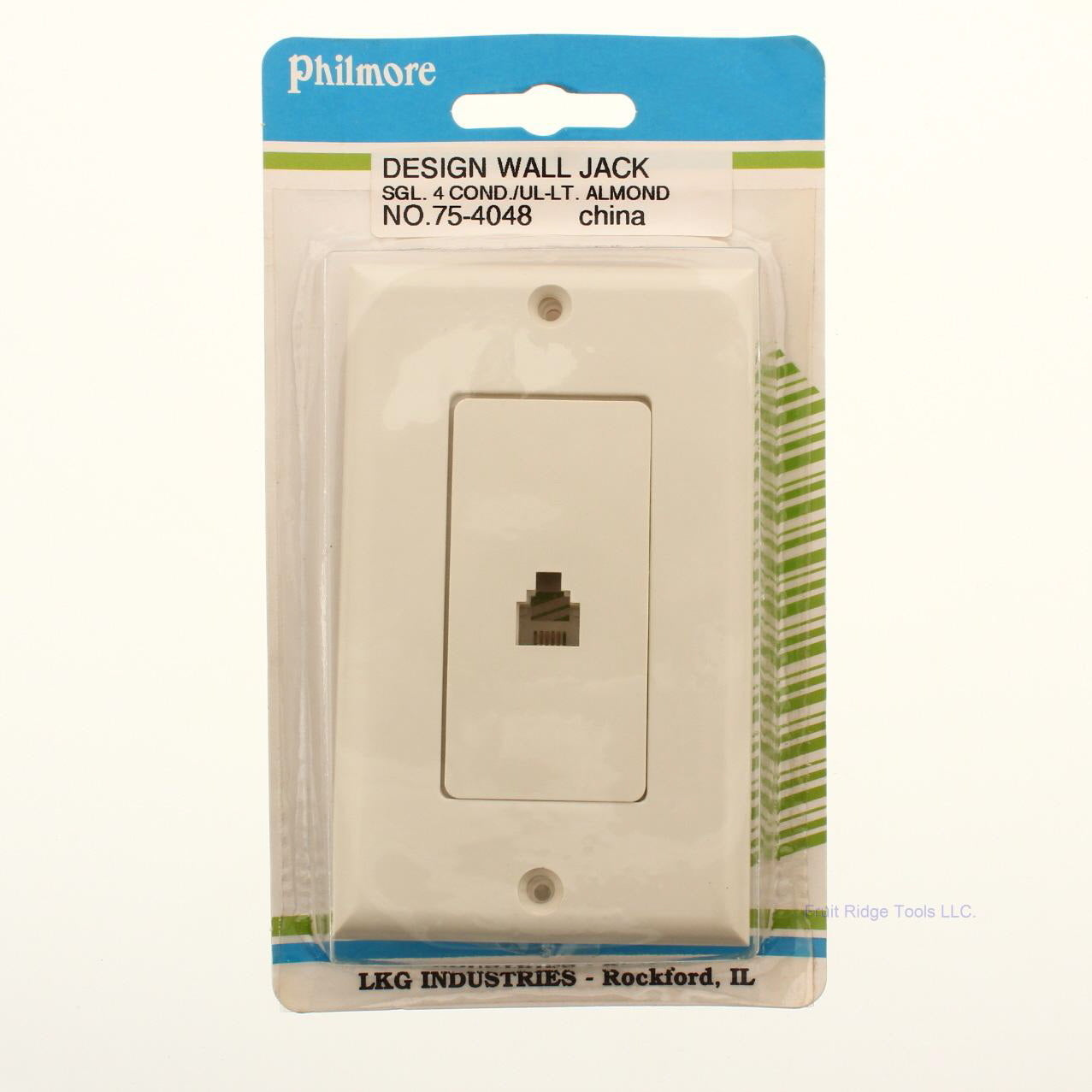 Philmore Design 4-Conductor Wall Phone Jack Light Almond Cover Plate75-4048
