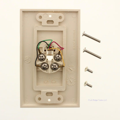 Philmore Design 4-Conductor Wall Phone Jack Light Almond Cover Plate75-4048