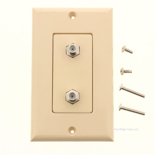 Philmore Designer Ivory Dual Coaxial Wall Jack Cover Plate F-81's F-Type 75-4420