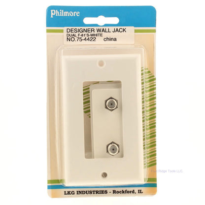 Philmore 75-4422 White Designer Jack Wall Plate Dual F-81's