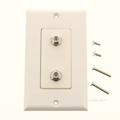 Philmore 75-4422 White Designer Jack Wall Plate Dual F-81's