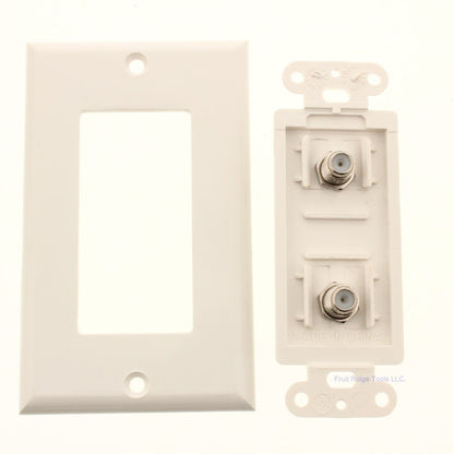 Philmore 75-4422 White Designer Jack Wall Plate Dual F-81's