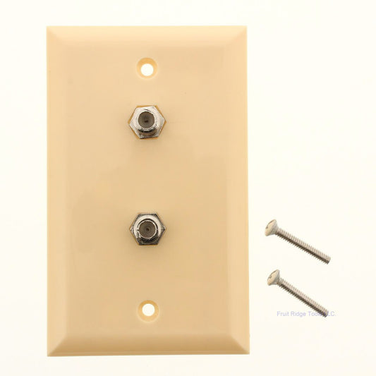 Philmore TV45 Ivory Video Wall Plate Dual F-81 "F" Type Feedthrough