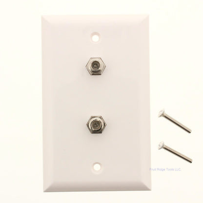Philmore TV45V White Video Wallplate Dual F-Connectors with Hardware