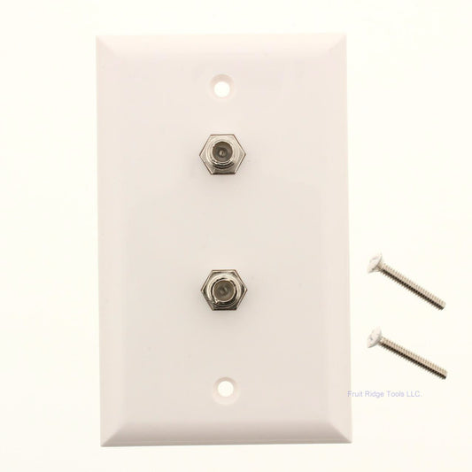 Philmore TV45V White Video Wallplate Dual F-Connectors with Hardware