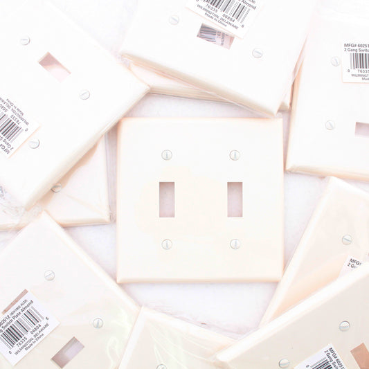 Preferred Industries H1002-ALM Almond 2-Gang Toggle Switch Nylon Wallplate 10pcs