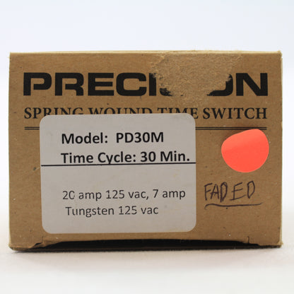 Precision PD-30M White Faded Spring Wound 30-Minute Timer Switch 20A 125 Volt AC