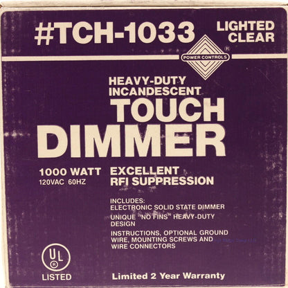 Power Controls TCH-1033 Silver Heavy-Duty Incandescent Touch Dimmer 1000W