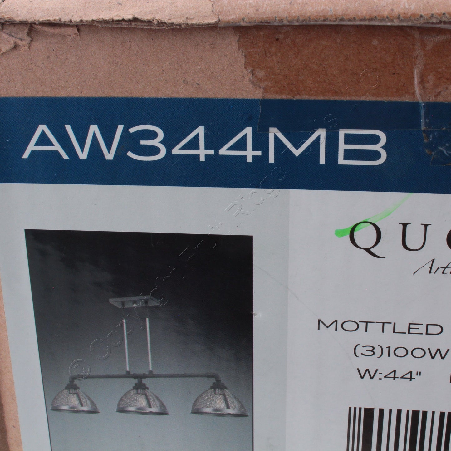 QUIZEL Awning Island ASHAW344MB Light 3LT Mottled Black Linear Chandelier