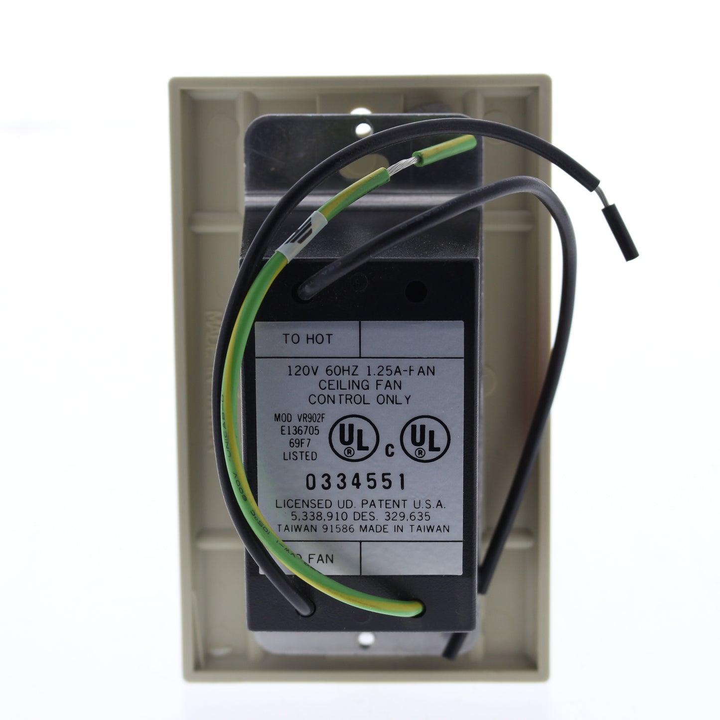 Quorum 7-1191-10 Almond Ceiling Fan Wall Control Slide