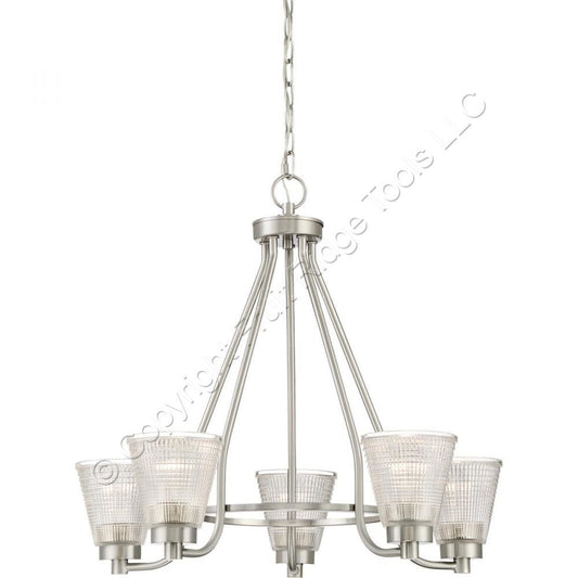 Quoizel Ardmore 5-Light 25" Wide Chandelier w/ Holophane Glass Shades ARD5005BN