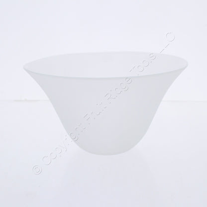 Quorum Glass Housing Only for Light Pendant IT570F. The height is 4", the width of the top is 7", and the width of the bulb opening is about 1"