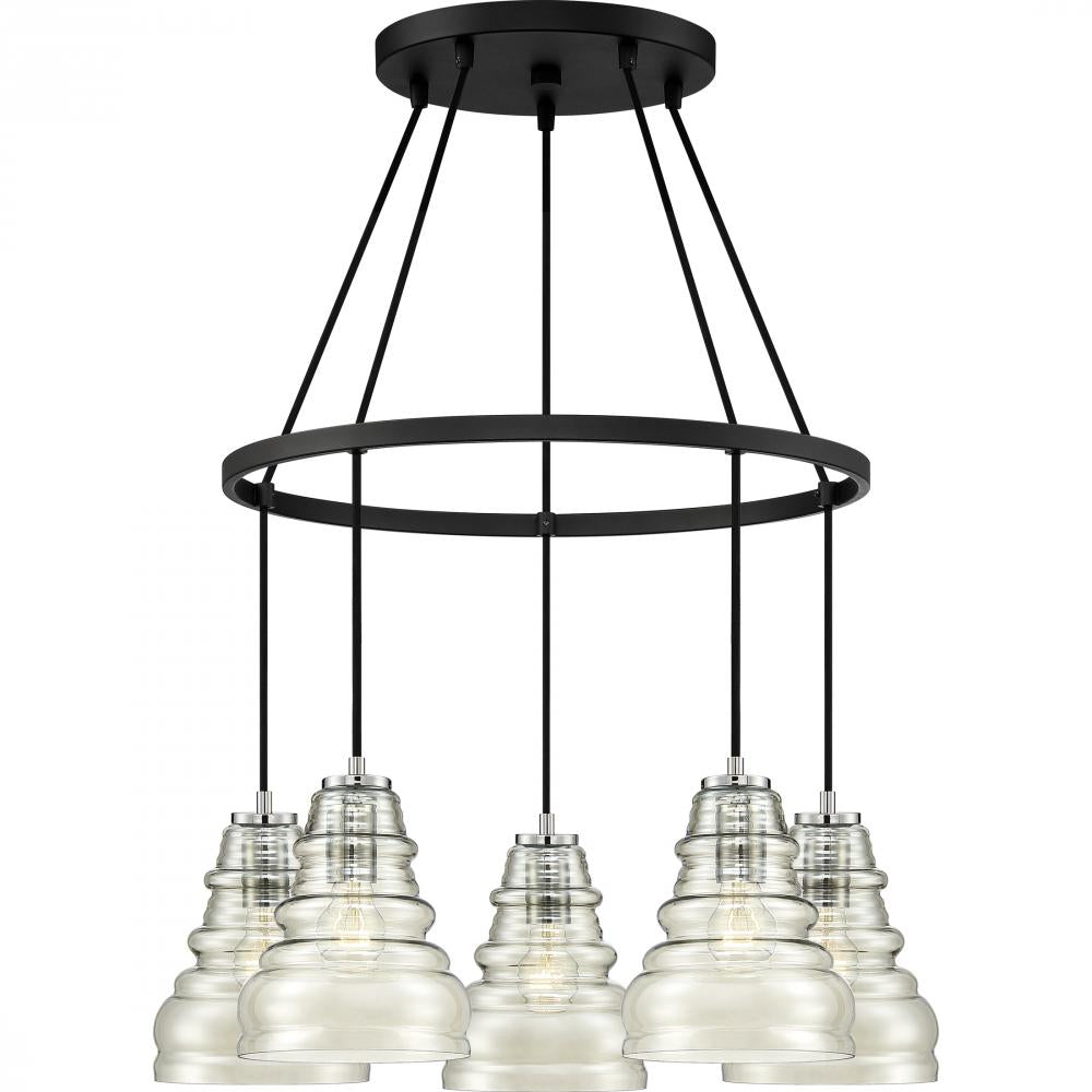 Quoizel 5-Light Earth Black Prophecy Chandelier 100w Medium Base PPY5005EK
