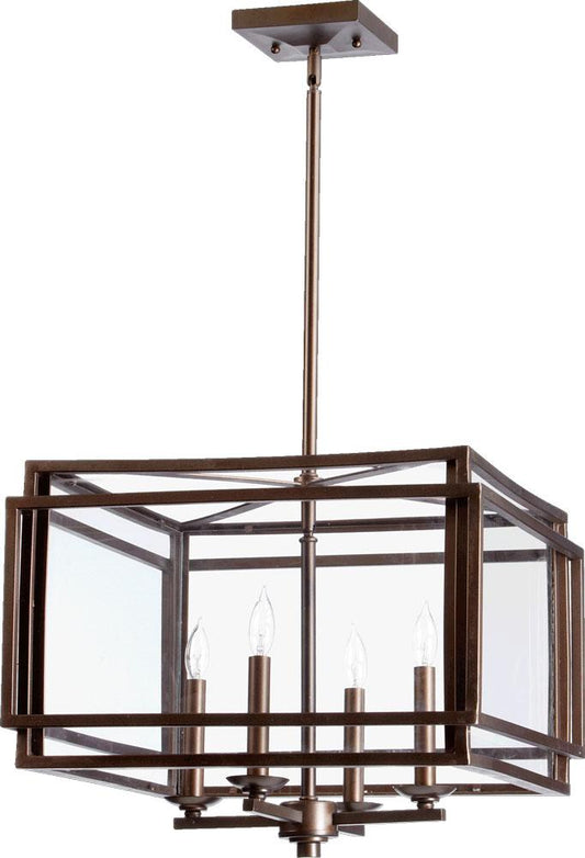 Quorum 6904-4-86 Four Light Entry Pendant Kaufmann Oiled Bronze
