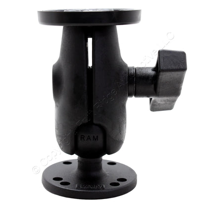 3pc RAM� 1.5" C-Size Ball Mount AMPS Round Button w/ 2.5" Base Single Socket Arm
