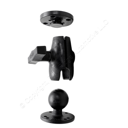 3pc RAM� 1.5" C-Size Ball Mount AMPS Round Button w/ 2.5" Base Single Socket Arm