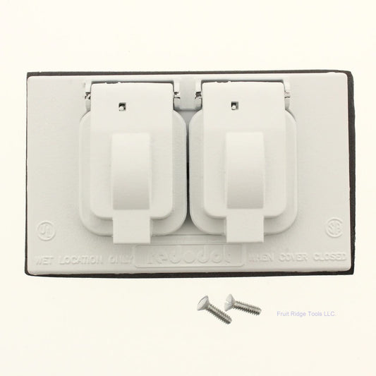 Red Dot S310WHE White Weatherproof Duplex Outlet Cover Horizontal Device Mount