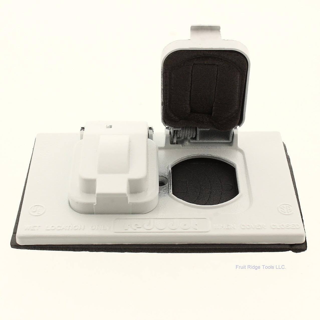 Red Dot S310WHE White Weatherproof Duplex Outlet Cover Horizontal Device Mount