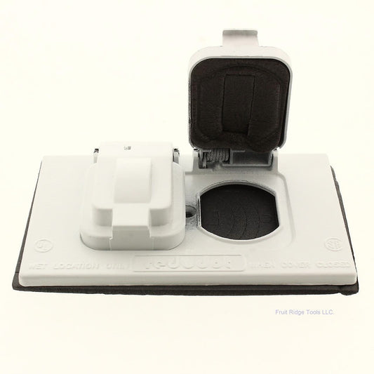Red Dot S310WHE White Weatherproof Duplex Outlet Cover Horizontal Device Mount