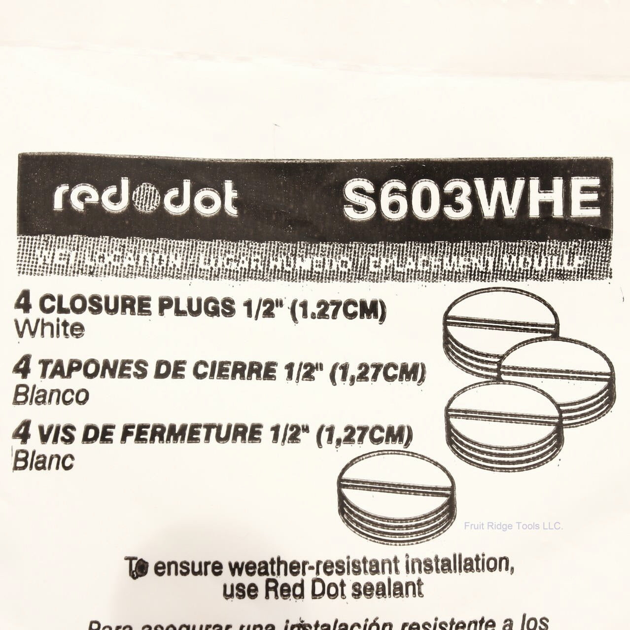 Thomas & Betts Red Dot S603WHE-R White 1/2" NonMetallic Closure Plug Caps 4-Pack