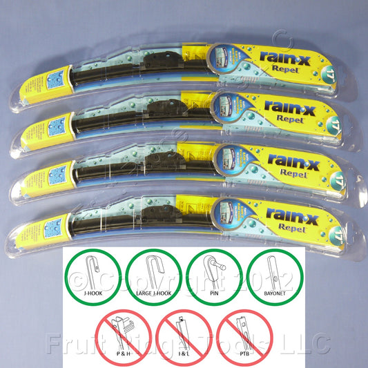 4 Rain-X 17" Windshield Wiper Blades Repel Water-Beading All Weather