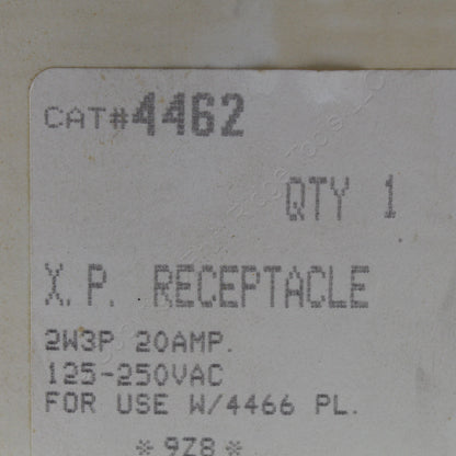 Russellstoll X.P. Receptacle 2W3P 20AMP. 125-250VAC 4462