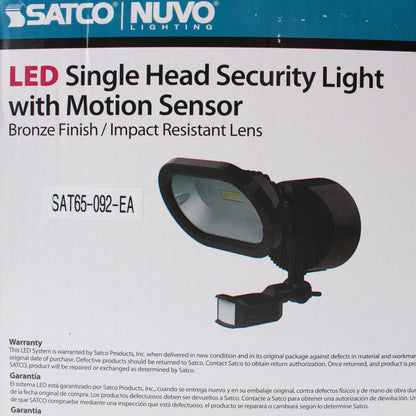 Nuvo 65-092 LED Security Light 4000K Single Head Motion Sensor Bronze Finish