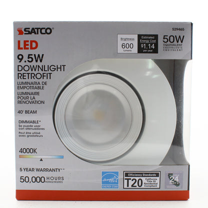 Satco S29465 Transitional LED Downlight in White Finish, 3.47 inches