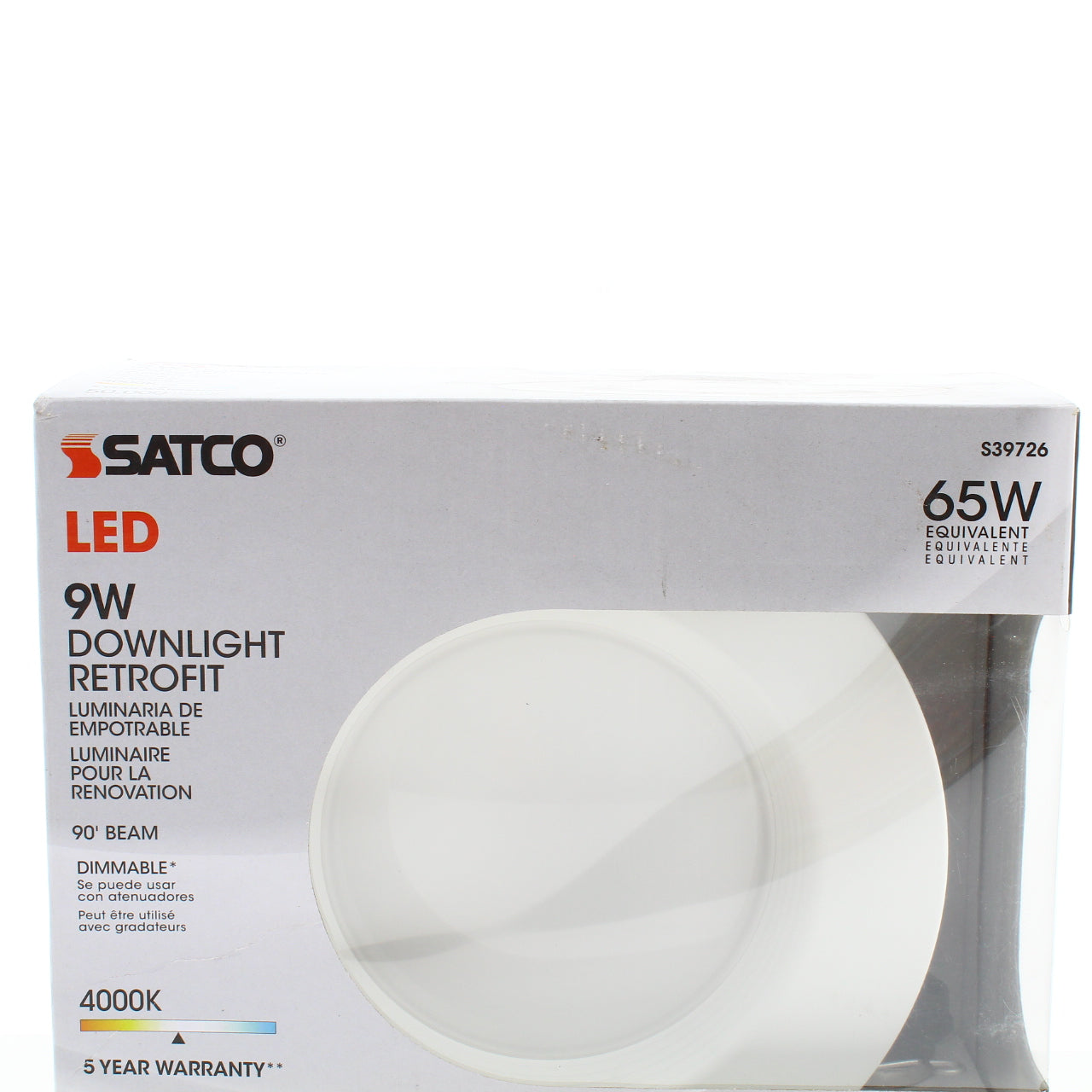 Satco 6" 9W White Recessed Downlight Dimmable 800Im 120V 4000K