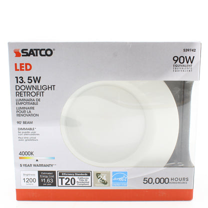 Satco LED 13.5W Downlight Retrofit 90' Beam Dimmable 4000K 90W S39742