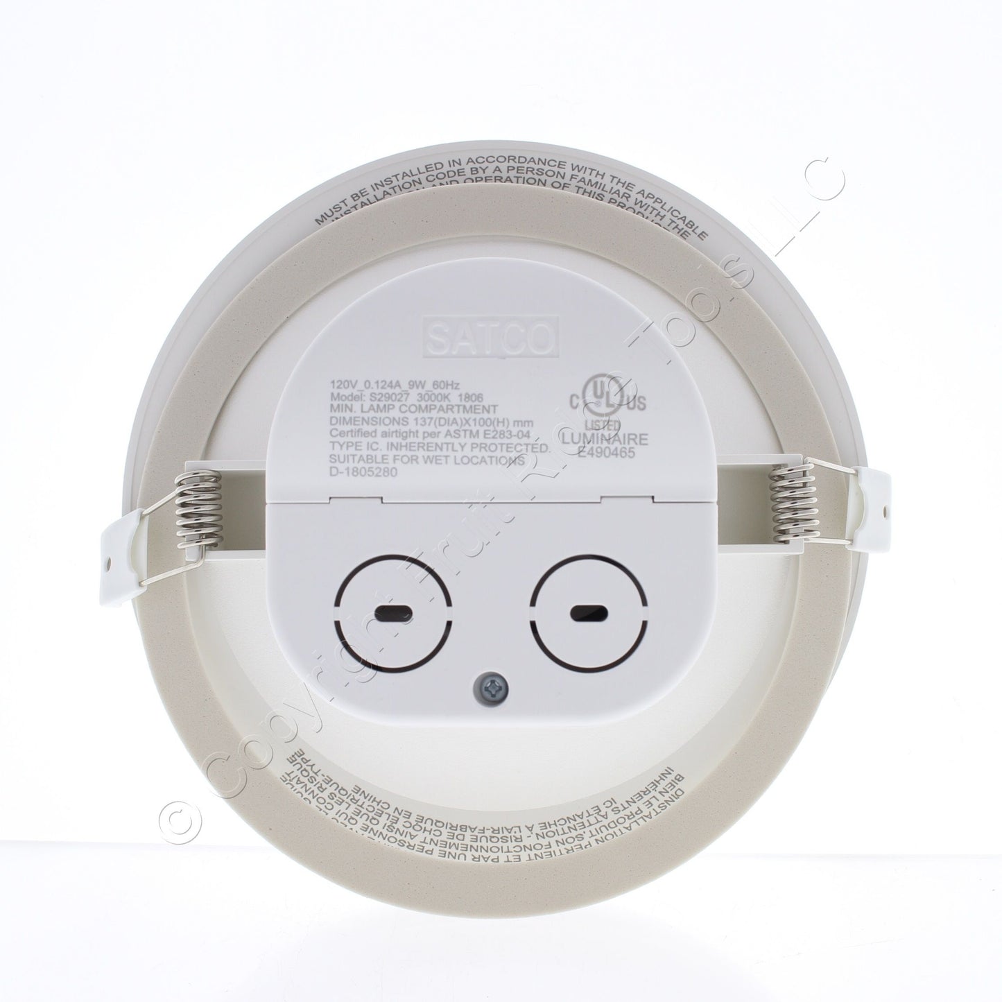 Satco 29027 LED 5"-6" Retrofit 9 Watt Dimmable White Round Downlight 120 Volt