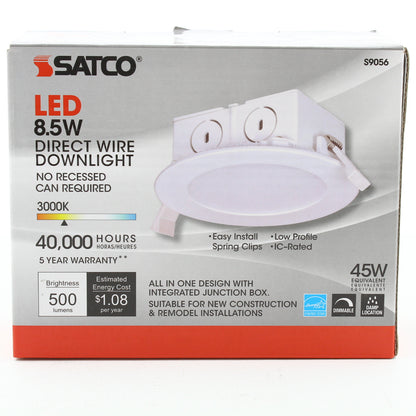 Satco S9056 8.5" Watt Dimmable LED Direct Wire Downlight Edge-lit 3000K 120V