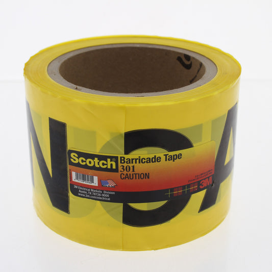 Scotch® Barricade Tape 301 Yellow Caution Black Letters 3" x 300' Made in USA