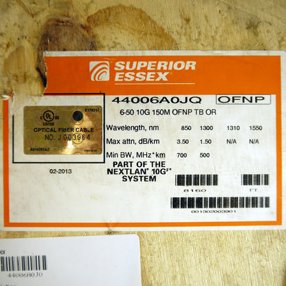4254ft Superior Essex 6-Fib Premise OFNP 10G Multi-Mode Plenum Fiber Optic Cable
