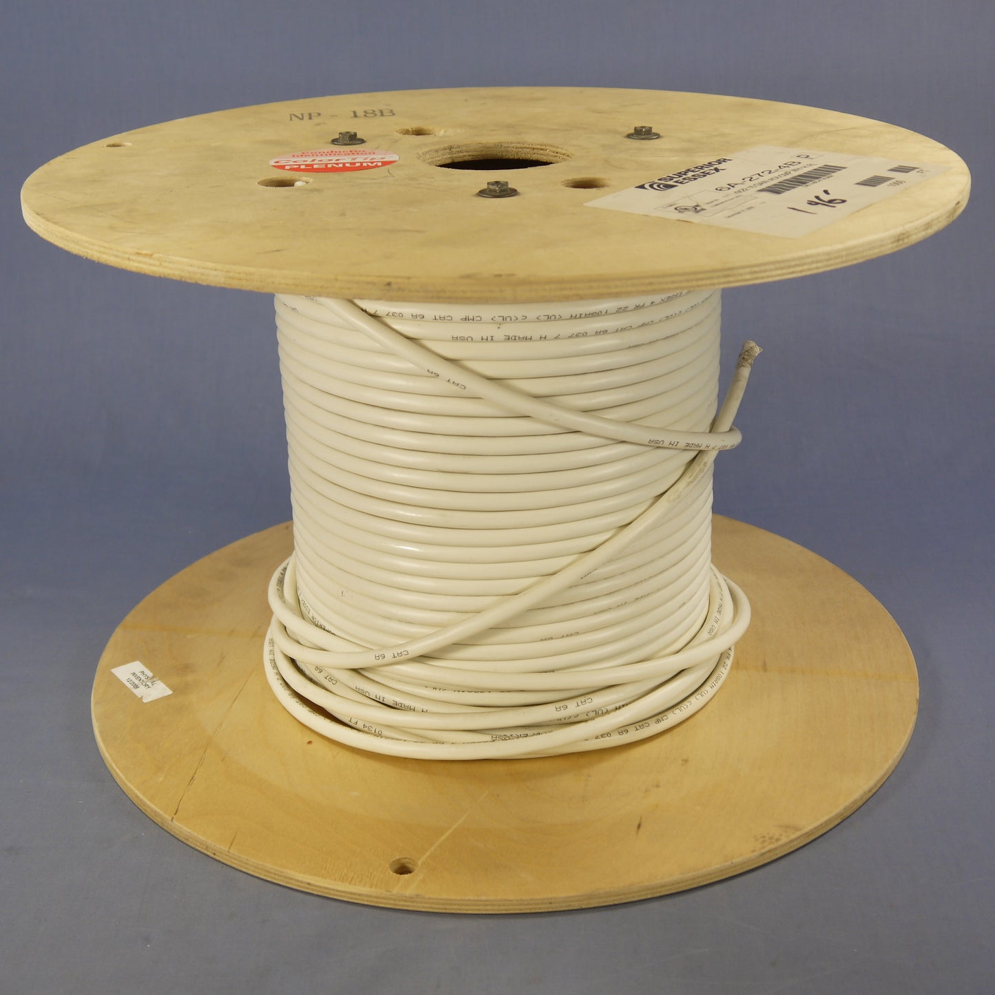 146-Foot Superior Essex White 10Gain Category 6A CMP Riser-Rated Cable 6A-272-4B