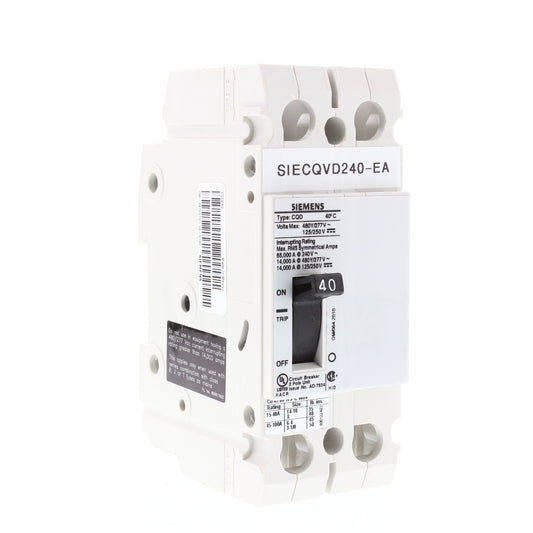 Siemens CQD240 40A Double Pole 480/277V AC 14KAIC Cable In/Cable Out Breaker