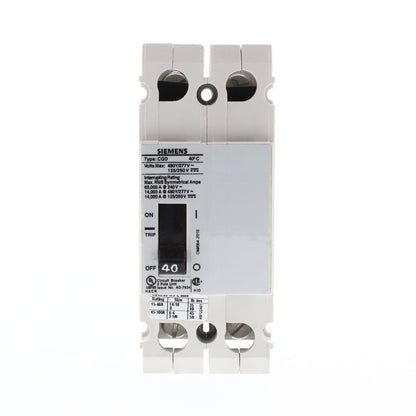 Siemens 40A 2-Pole 480/277V AC 14KAIC Cable In/Cable Out Breaker Bulk CQD240