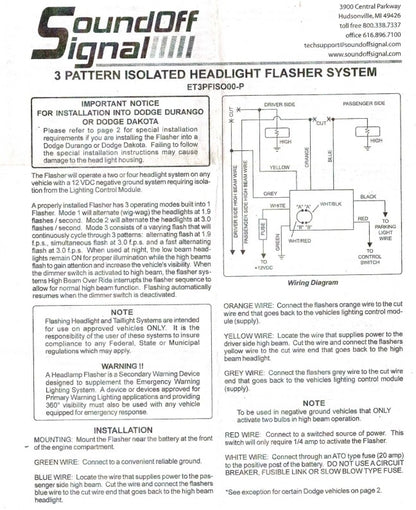 Signal Off ET3PFISO00-P 100% Solid State Isolated Headlight Flasher System