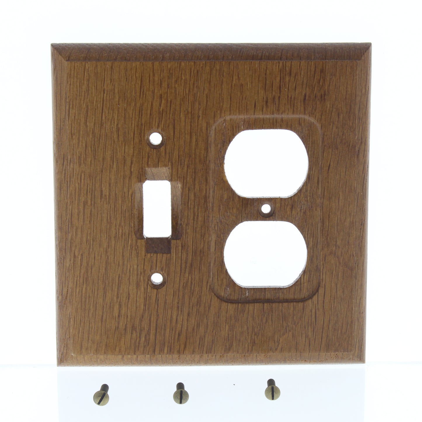 Style 4008TD Brown Wood 2-Gang Combination Toggle Duplex Outlet Wallplate Cover