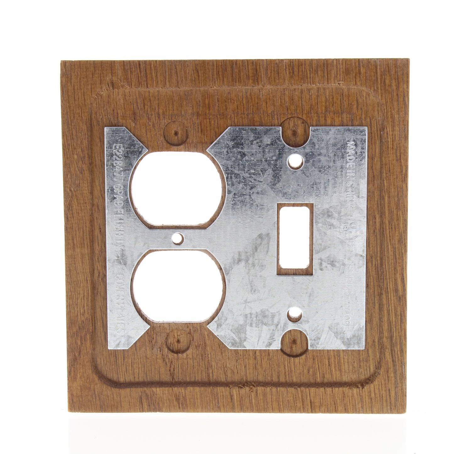 Style 4008TD Brown Wood 2-Gang Combination Toggle Duplex Outlet Wallplate Cover