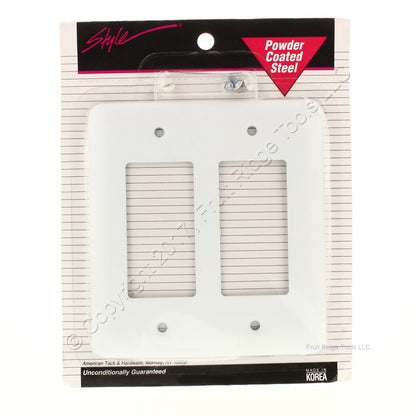 Amerelle White Powder Coated Steel 2-Gang Rocker Switch Wallplate 935RRW