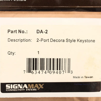 SignaMax DA-2 Almond 2-Port Decorator Style Keystone Wallplate Cover Insert DA-2
